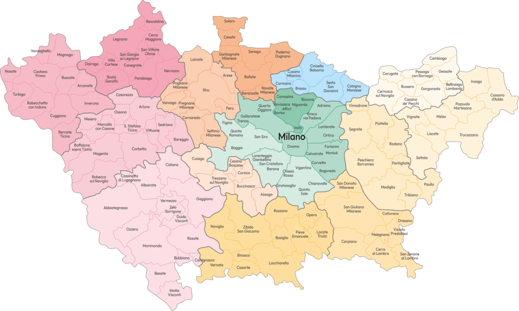 Cartina ASST Ambiti Territoriali Città Metropolitana