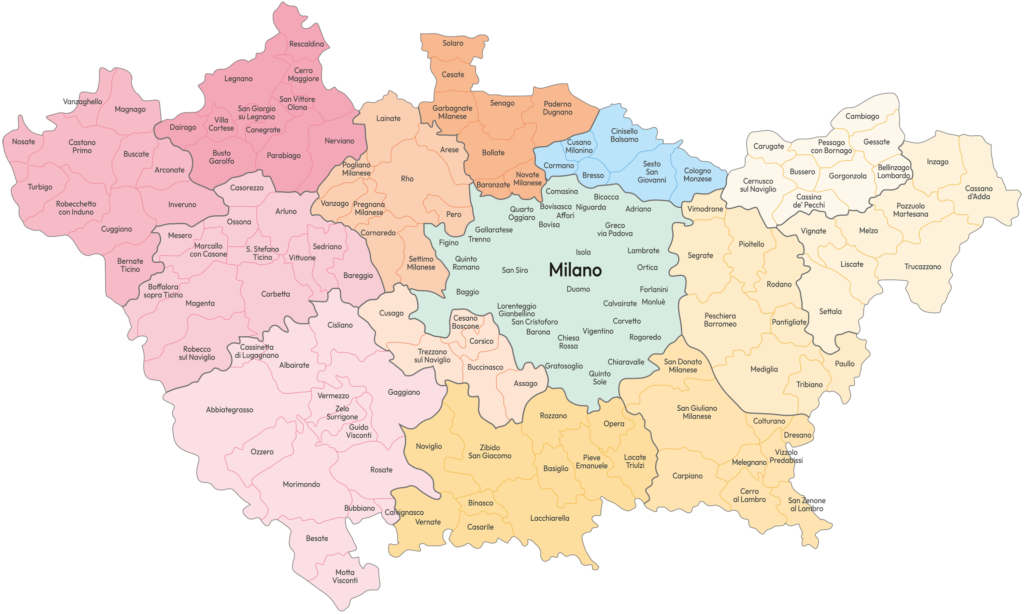 Cartina ASST Ambiti Territoriali Città Metropolitana